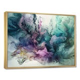 Green Purple Marbled Symphony - Abstract Canvas Wall Art