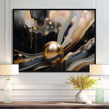 Gold And Black Marbled Euphoria II - Abstract Canvas Wall Art