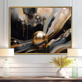 Gold And Black Marbled Euphoria II - Abstract Canvas Wall Art