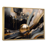 Gold And Black Marbled Euphoria II - Abstract Canvas Wall Art