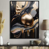 Gold And Black Marbled Euphoria III - Abstract Canvas Wall Art