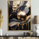 Gold And Black Marbled Euphoria III - Abstract Canvas Wall Art