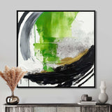 Green And Black Geometric Enchantment I - Abstract Canvas Wall Art