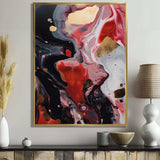 Red And Black Marble Infusion - Abstract Canvas Wall Art