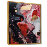 Red And Black Marble Infusion - Abstract Canvas Wall Art