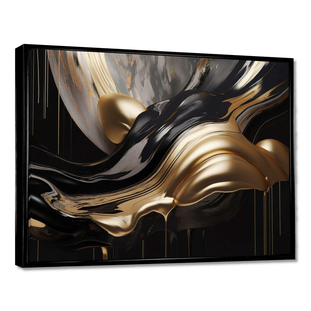 Idesignart gold and black captivating marble ii abstract canvas wall art