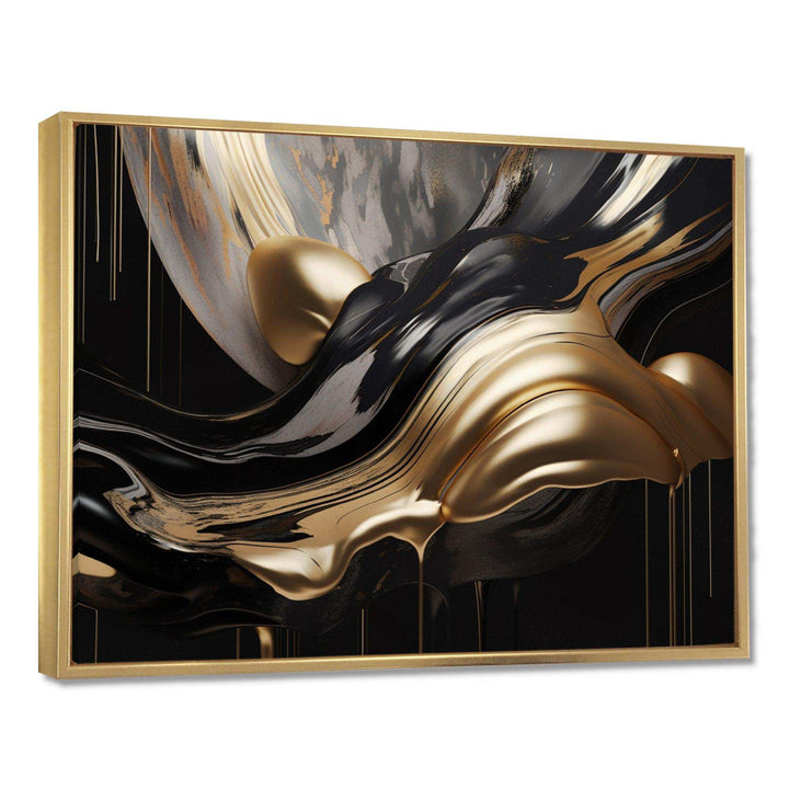 Idesignart gold and black captivating marble ii abstract canvas wall art