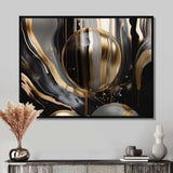 Gold And Black Captivating Marble III - Abstract Canvas Wall Art