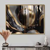 Gold And Black Captivating Marble III - Abstract Canvas Wall Art