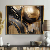 Gold And Black Captivating Marble IV - Abstract Canvas Wall Art