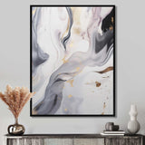 White And Grey Ripples Of Stone I - Abstract Canvas Wall Art