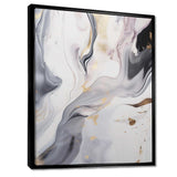 White And Grey Ripples Of Stone I - Abstract Canvas Wall Art