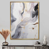 White And Grey Ripples Of Stone I - Abstract Canvas Wall Art