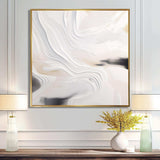 White And Gold Ripples Of Stone - Abstract Canvas Wall Art