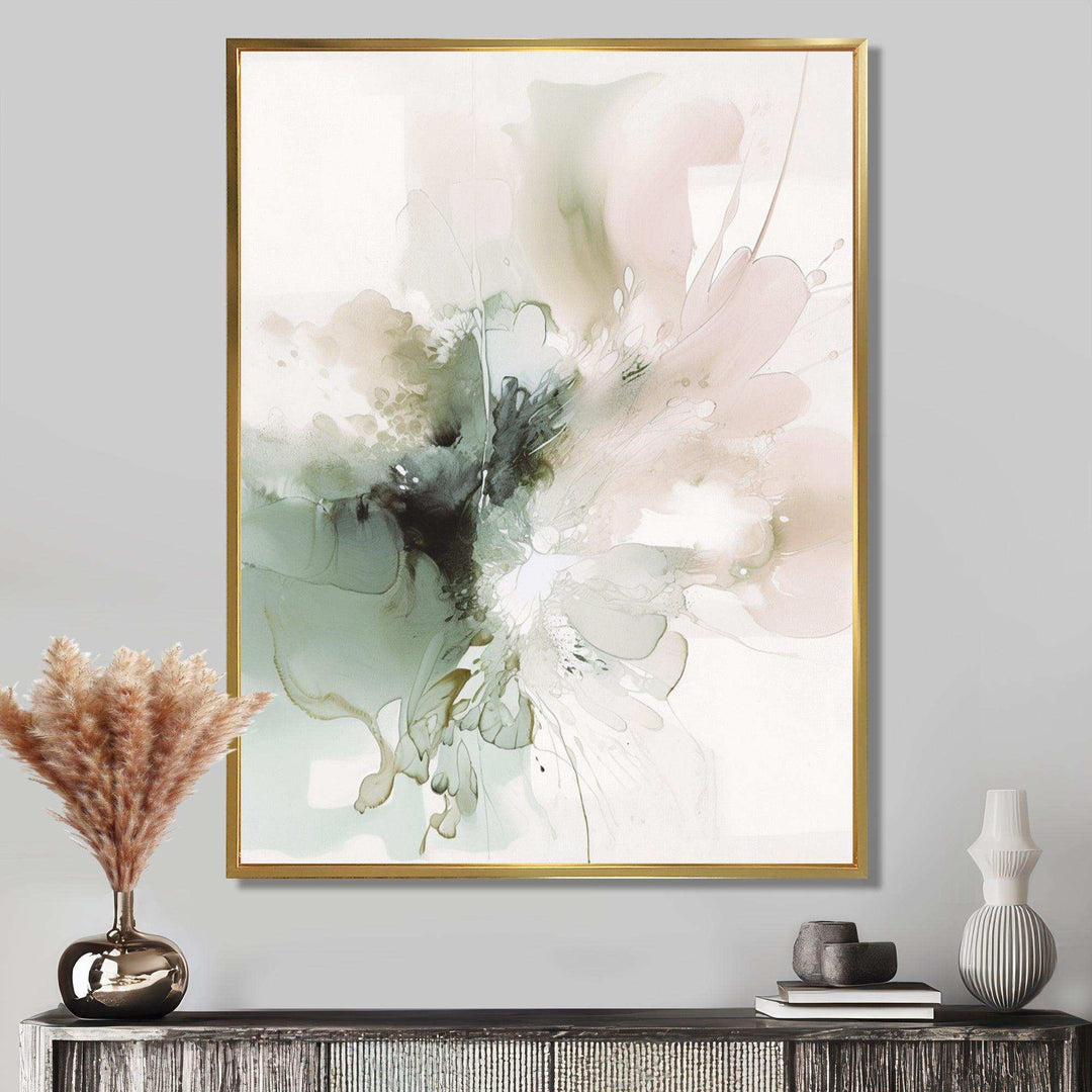 Green And Cream Essence Of Modernity I - Abstract Canvas Wall Art