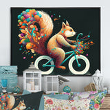 Colorful Squirrel Riding Bike - Squirrel Framed Canvas Art