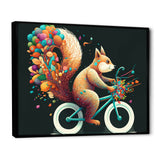 Colorful Squirrel Riding Bike - Squirrel Framed Canvas Art