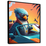 Blue Bird Wearing Sunglasses In Sportscar - Bird Fashion Home Decor Art