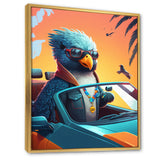 Blue Bird Wearing Sunglasses In Sportscar - Bird Fashion Home Decor Art