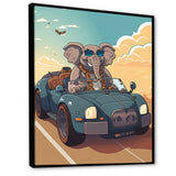 Grey Elephant Wearing Sunglasses in Sportscar - Elephant Fashion Living Room Wall Art