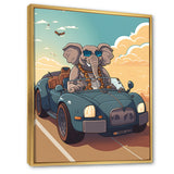 Grey Elephant Wearing Sunglasses in Sportscar - Elephant Fashion Living Room Wall Art