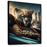 Yellow Leopard Wearing Sunglasses In Sportscar - Yellow Leopard Wall Art