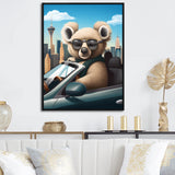 Grey Koala Wearing Sunglasses In Sportscar - Gray Koala Wall Art
