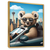Grey Koala Wearing Sunglasses In Sportscar - Gray Koala Wall Art