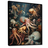 Many Squids - Octopus Large Canvas Wall Art