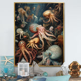 Many Squids - Octopus Large Canvas Wall Art