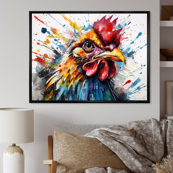 Colorful Humor Caricature Chicken Portrait - Chicken Wall Art Prints