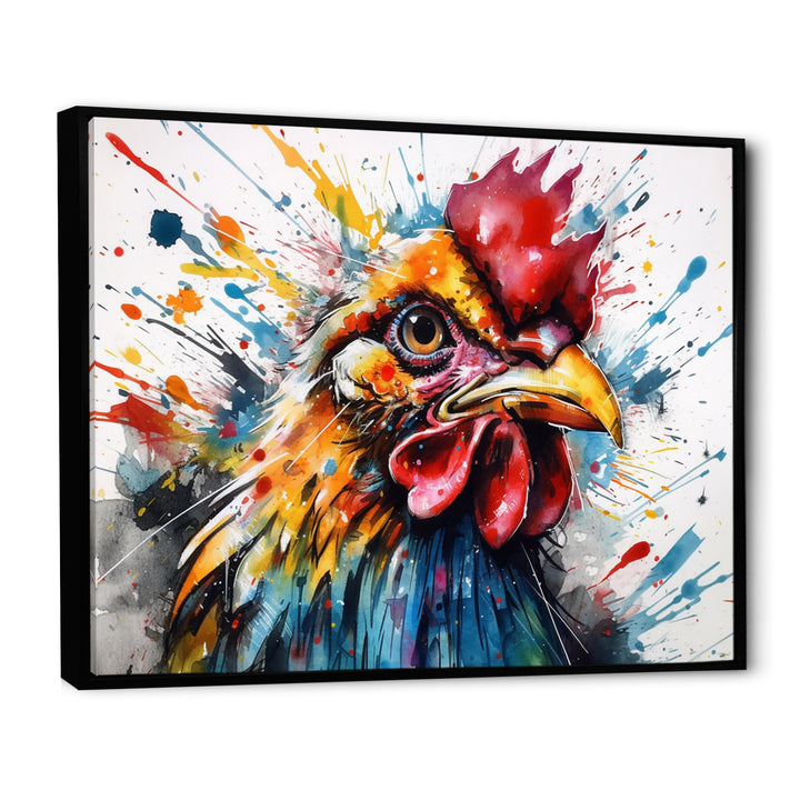 Colorful Humor Caricature Chicken Portrait - Chicken Wall Art Prints