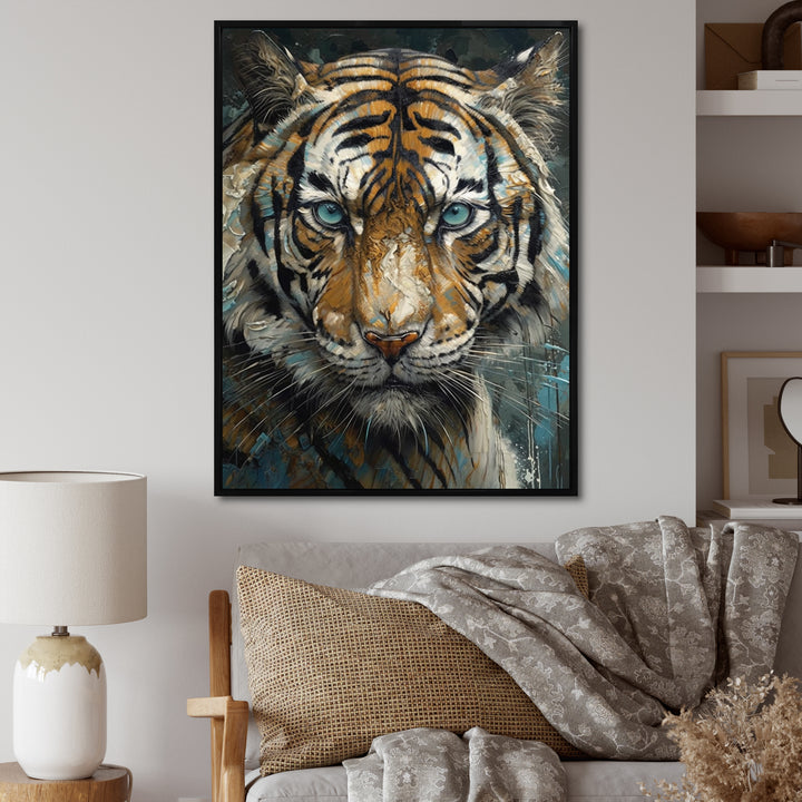 Yellow Tiger Portrait - Tiger Canvas Wall Art
