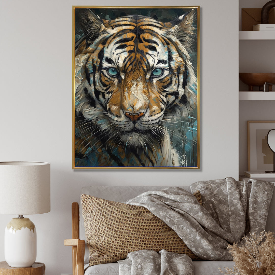 Yellow Tiger Portrait - Tiger Canvas Wall Art
