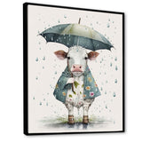 Cute Cow With Umbrella Rainy Day - Cow Wall Decor