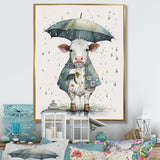 Cute Cow With Umbrella Rainy Day - Cow Wall Decor