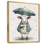Cute Cow With Umbrella Rainy Day - Cow Wall Decor