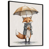 Cute Fox With Umbrella Rainy Day - Fox Wall Decor