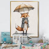 Cute Fox With Umbrella Rainy Day - Fox Wall Decor