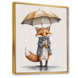 Cute Fox With Umbrella Rainy Day - Fox Wall Decor