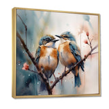 Blue Birds Sitting On Tree Branch III - Animals Canvas Wall Art