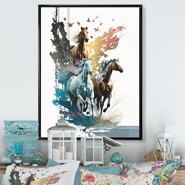 Three Horse Stampede - Horse Wall Decor