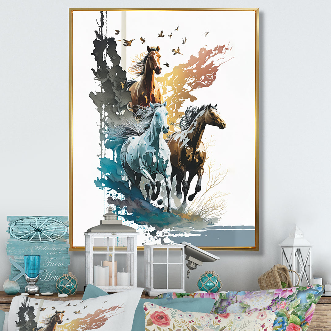 Three Horse Stampede - Horse Wall Decor
