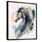 Black Horse Side Portait II - Animals Canvas Wall Art