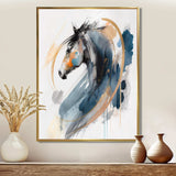 Black Horse Side Portait II - Animals Canvas Wall Art