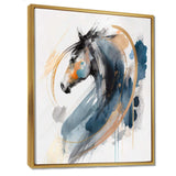 Black Horse Side Portait II - Animals Canvas Wall Art