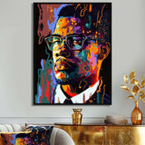 Malcolm X Illustration I - Portrait Canvas Wall Art