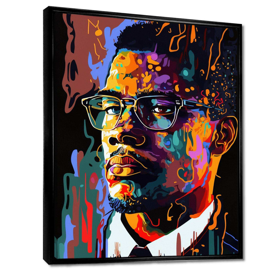Malcolm X Illustration I - Portrait Canvas Wall Art