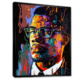 Malcolm X Illustration I - Portrait Canvas Wall Art