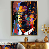 Malcolm X Illustration I - Portrait Canvas Wall Art